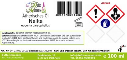 Ätherisches Öl Etikett 100 ml Nelke