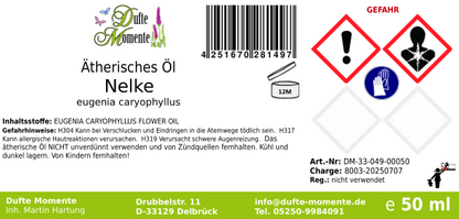 Ätherisches Öl Etikett 50 ml Nelke