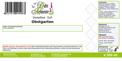 Dampfbadduft Konzentrat Etikett 500 ml Obstgarten