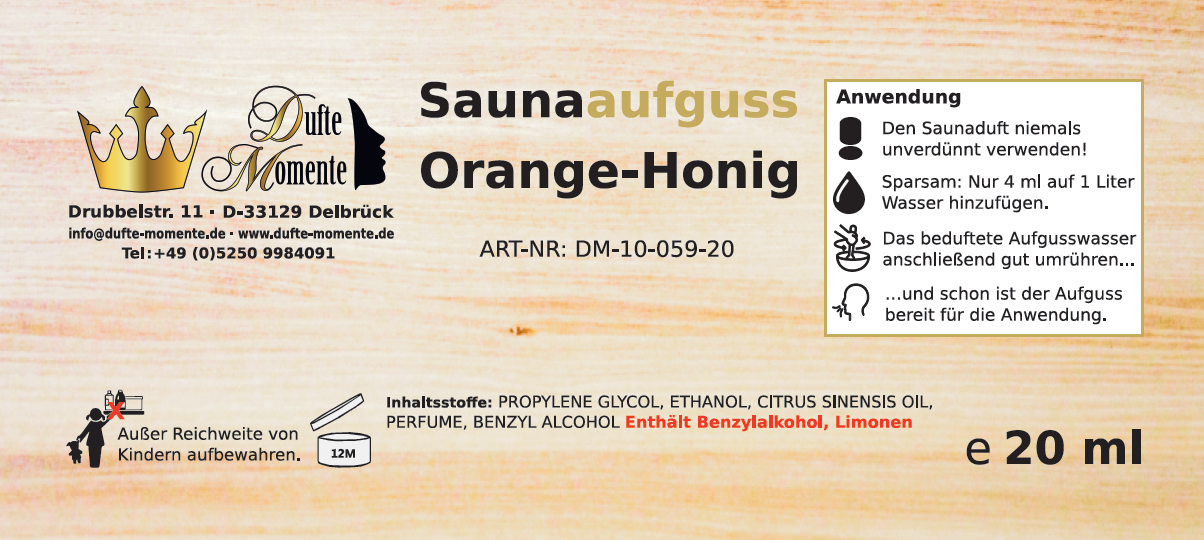 Etikett 20ml Orange-Honig