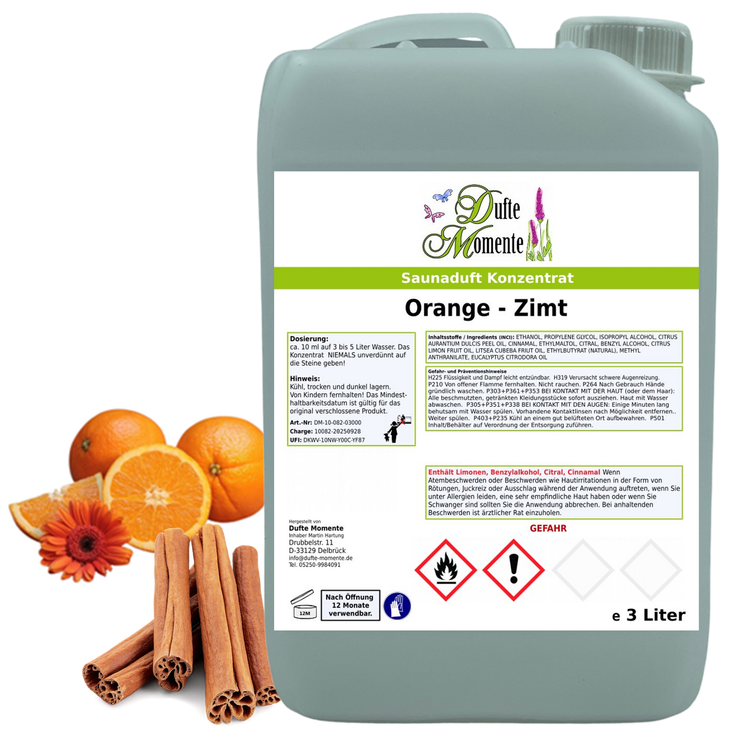 Orange-Zimt Saunaaufguss-Konzentrat | 250 ml – 3 L | Fruchtig & Würzig
