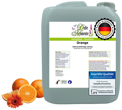 Dampfbad-Emulsion Orange | Gebrauchsfertig & DVN-Zertifiziert für Dein Home-Spa | 3L, 5L, 10L