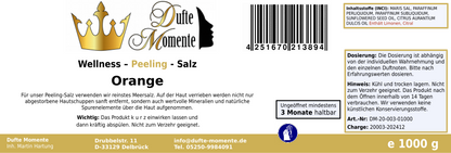 Orange - 1 kg Salz Körperpeeling, mit BIO-Meersalz