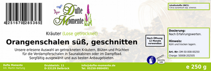 Getrocknete Kräuter Etikett 250g Orangenschalen süß, geschnitten