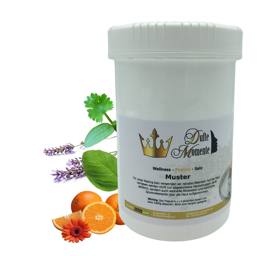 Oriental Spice (Basilikum, Koriander, Lavendel, Orange, Salbei, Sandelholz, Ylang Ylang, Zimtblätter) - 1 kg Salz Körperpeeling, mit BIO-Meersalz