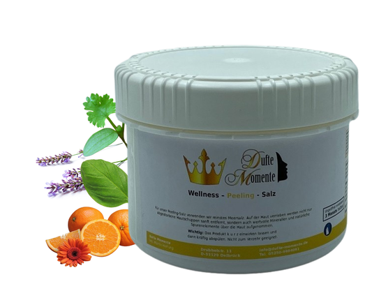 Oriental Spice (Basilikum, Koriander, Lavendel, Orange, Salbei, Sandelholz, Ylang Ylang, Zimtblätter) - 500g Salz Körperpeeling, mit BIO-Meersalz