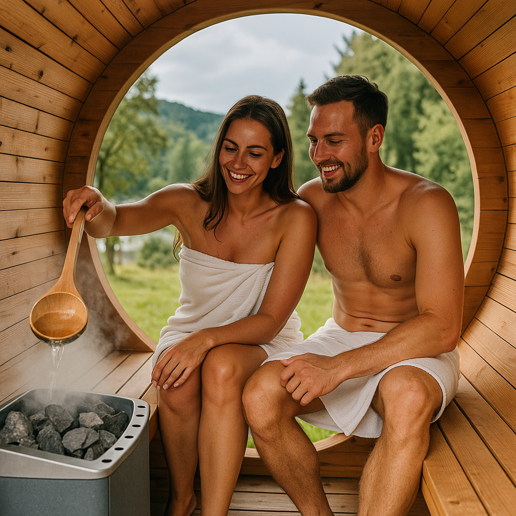 Pärchen in Fassauna