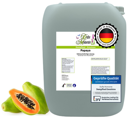 Dampfbad-Emulsion Papaya | Gebrauchsfertig & DVN-Zertifiziert für Dein Home-Spa | 3L, 5L, 10L