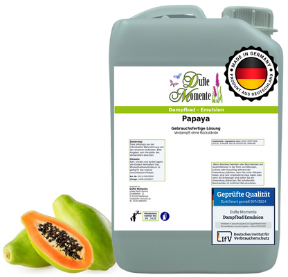 Dampfbad-Emulsion Papaya | Gebrauchsfertig & DVN-Zertifiziert für Dein Home-Spa | 3L, 5L, 10L