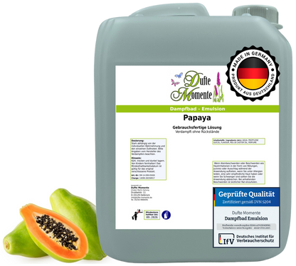 Dampfbad-Emulsion Papaya | Gebrauchsfertig & DVN-Zertifiziert für Dein Home-Spa | 3L, 5L, 10L