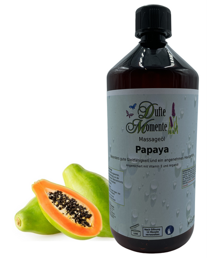 Massageöl 1 Liter Papaya mit visualisierten Bestandteilen