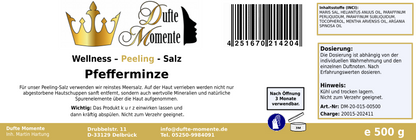 Pfefferminze - 500g Salz Körperpeeling, mit BIO-Meersalz