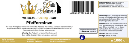 Pfefferminze - 1 kg Salz Körperpeeling, mit BIO-Meersalz