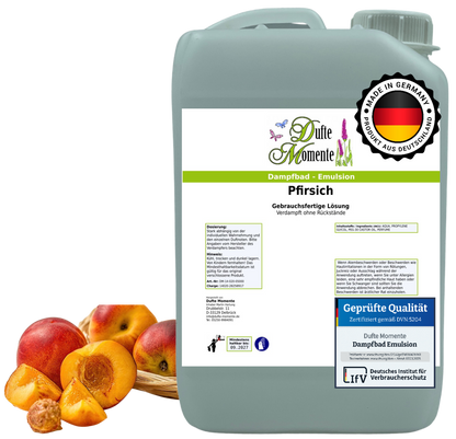 Dampfbad-Emulsion Pfirsich | Gebrauchsfertig & DVN-Zertifiziert für Dein Home-Spa | 3L, 5L, 10L