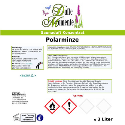 Saunaduft Etikett Polarminze 3 Liter