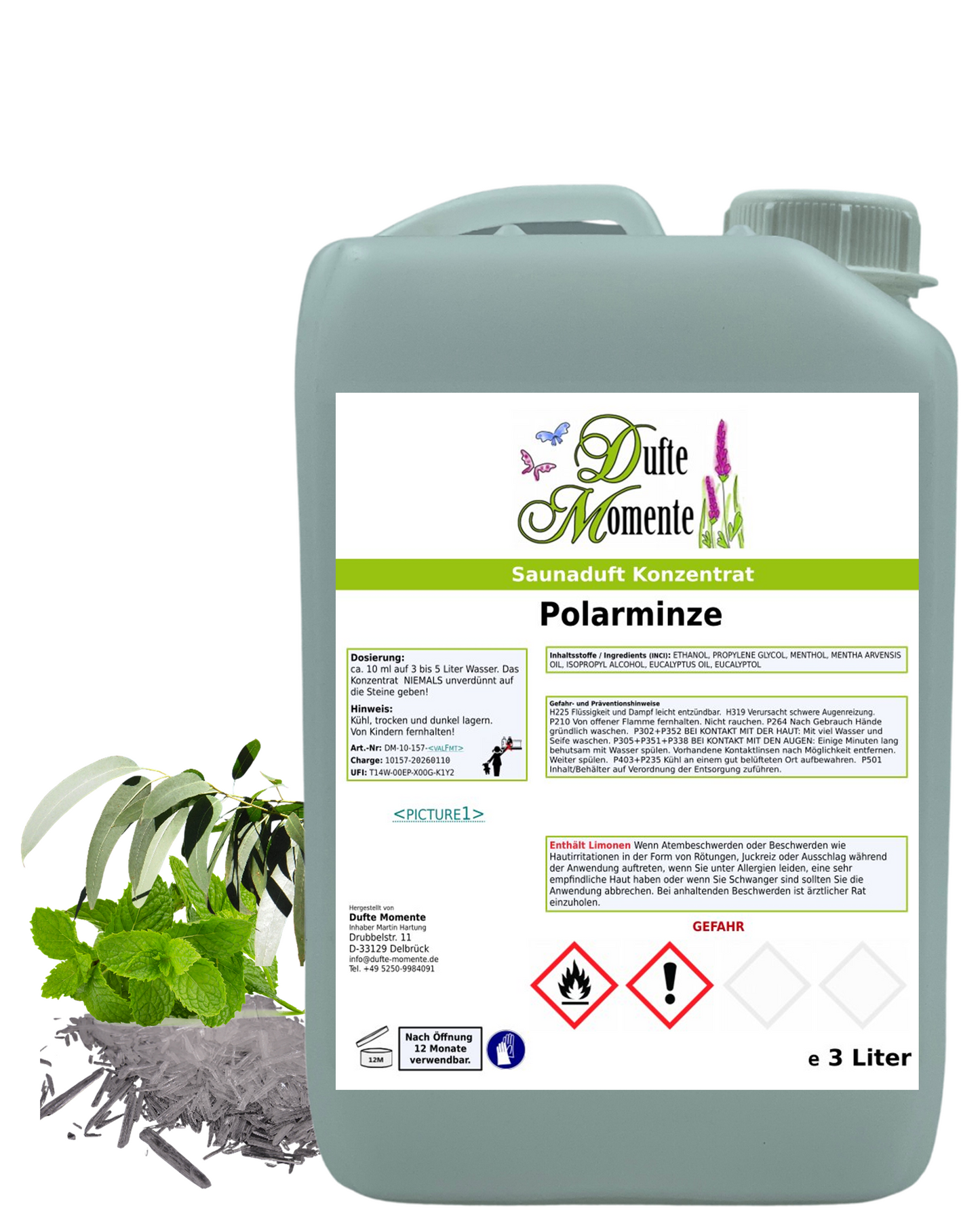 Saunaduft Polarminze in 3 Liter Kanister mit Duftbestandteilen