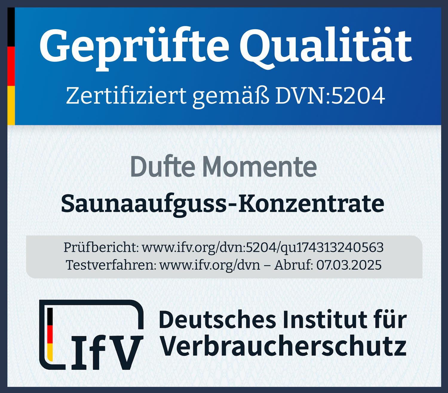 IfV-Siegel Geprüfte Qualität für Saunaaufguss-Komzemtrate