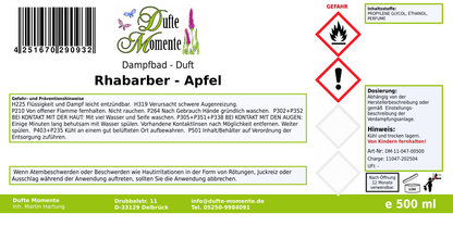 Dampfbadduft Konzentrat Etikett 500 ml Rhabarber - Apfel