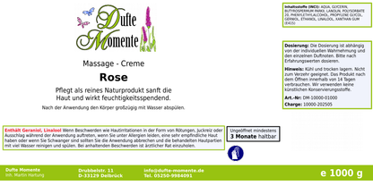 Massage-Creme Rose -  1 kg, mit hochwertiger Sheabutter