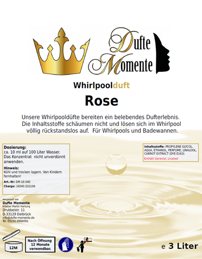 Whirlpoolduft 3 Liter Etikett Rose