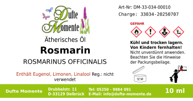 Ätherisches Öl Etikett 10 ml Rosmarin