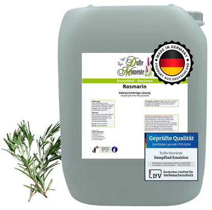 Dampfbad-Emulsion Rosmarin | Gebrauchsfertig & DVN-Zertifiziert für Dein Home-Spa | 3L, 5L, 10L