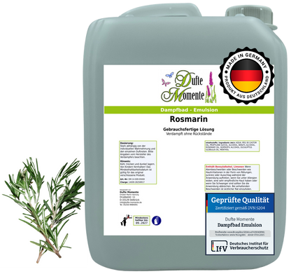 Dampfbad-Emulsion Rosmarin | Gebrauchsfertig & DVN-Zertifiziert für Dein Home-Spa | 3L, 5L, 10L