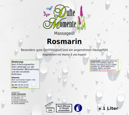 Massageöl-Etikett 1 Liter Rosmarin