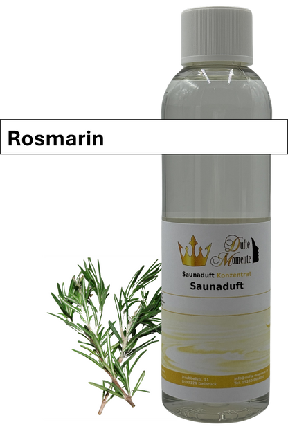 Saunaaufguss Rosmarin in 250ml Flasche mit Duftbanner