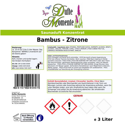Saunaduft Etikett 3 Liter Bambus-Zitrone