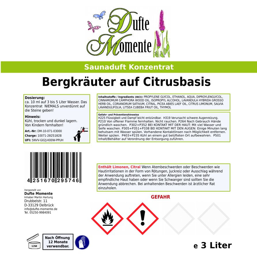 Eikett Saunaduft Bergkräuter auf Citrusbasis 3 Liter