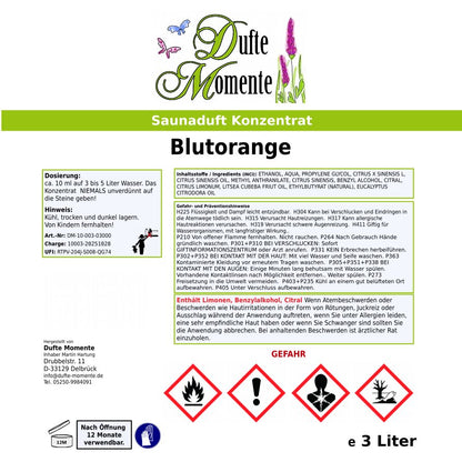 Etikett Saunaduft Blutorange 3 Liter