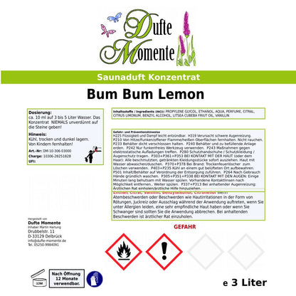 Saunaduft Etikett 3 Liter Bum Bum Lemon
