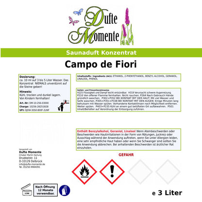 Saunaduft Etikett 3 Liter Campo de Fiori