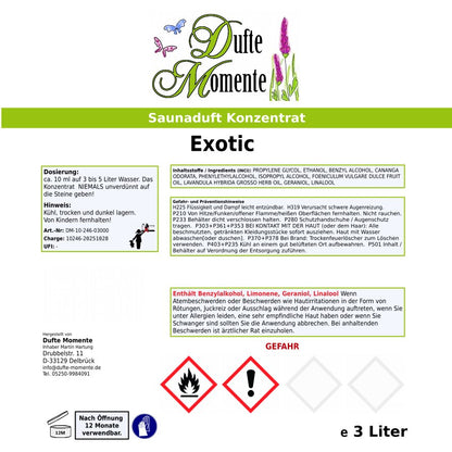 Saunaduft Etikett 3 Liter Exotic