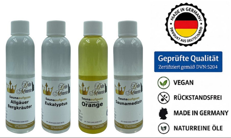 Saunaaufguss Konzentrat Set (4x250ml) | 4 Düfte für deine Wellness-Oase