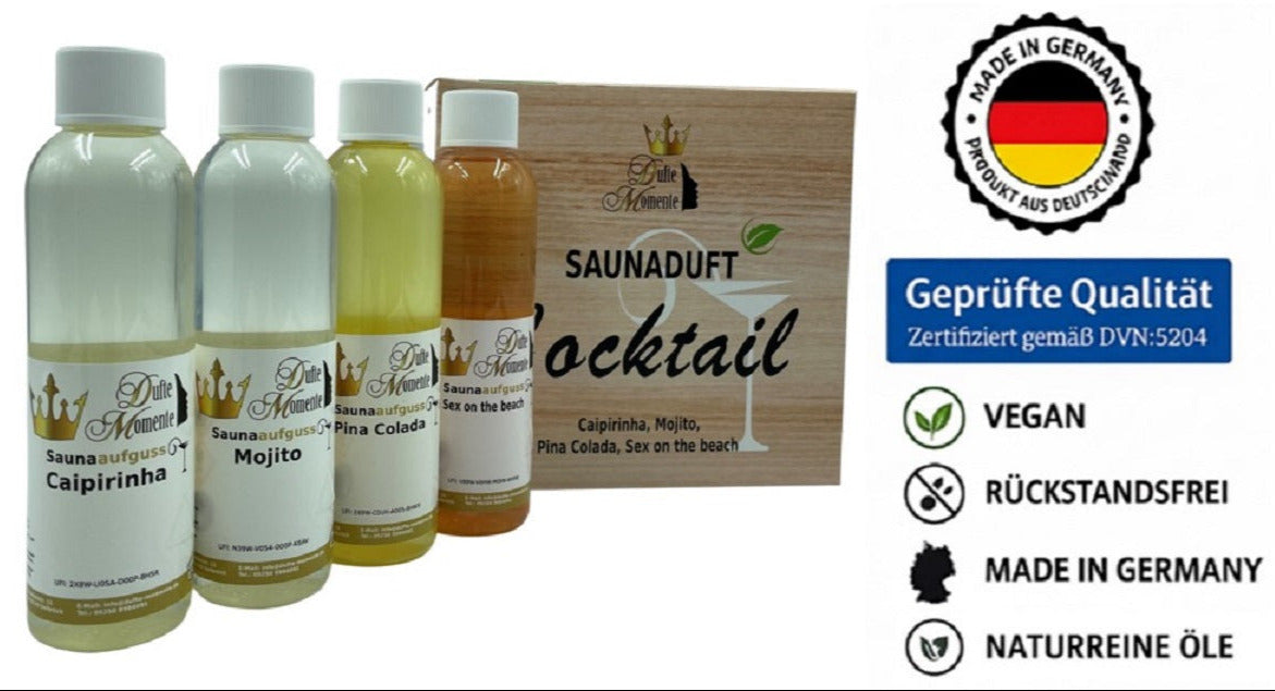 Saunaaufguss Cocktail-Set (4x250ml) | Exotische Düfte