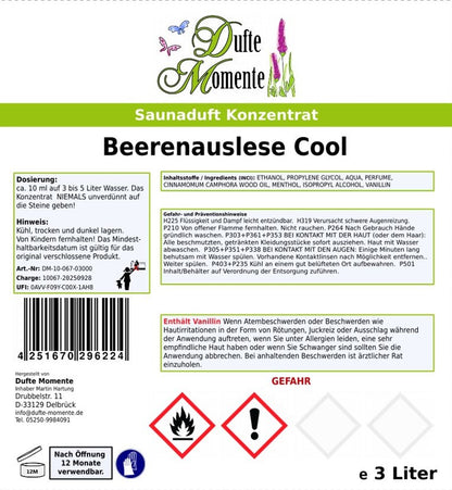 Beerenauslese Cool Saunaaufguss-Konzentrat | 250 ml – 3 L | Beerenmischung & Menthol
