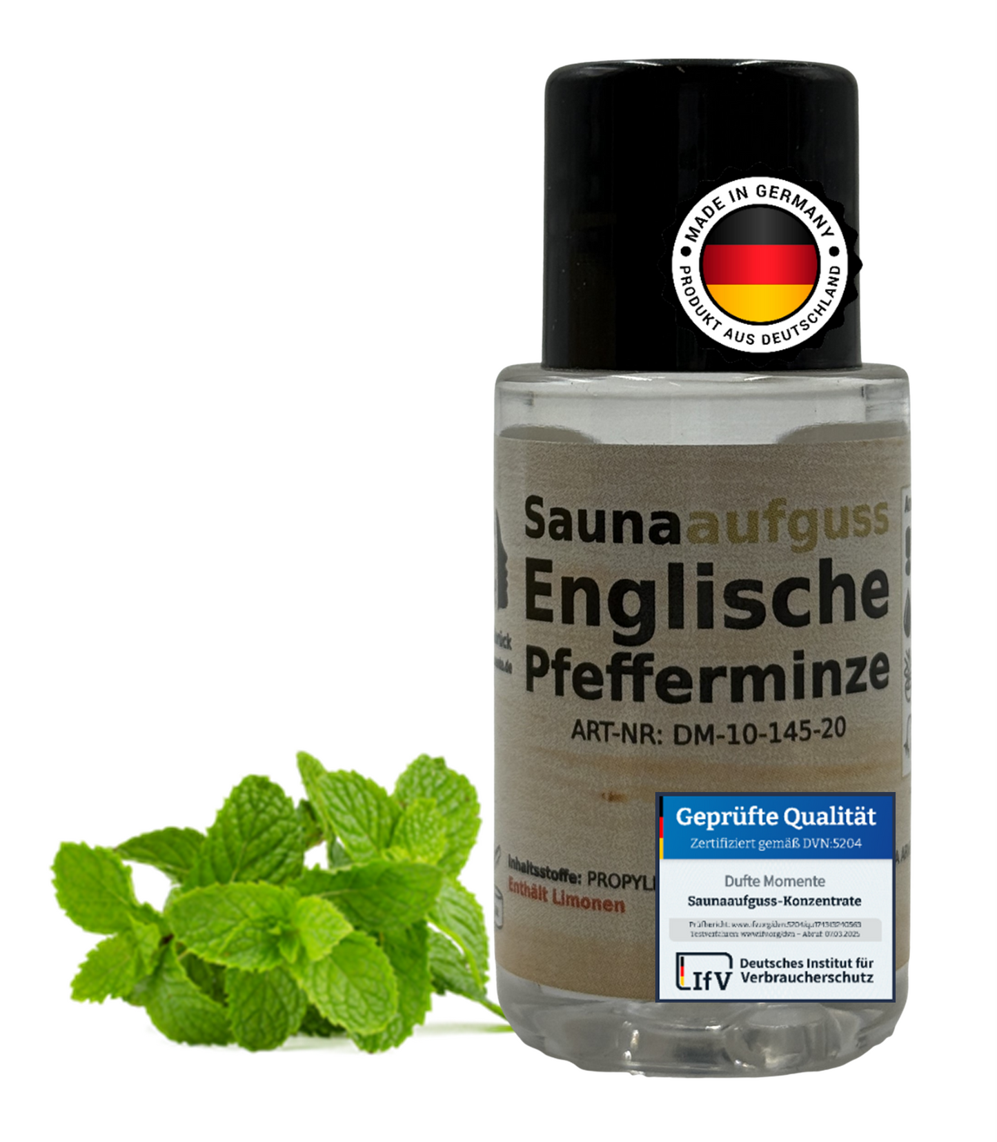 Flasche 20ml Englische Pfefferminze mit Duftbestandteil und Qualitätssigel