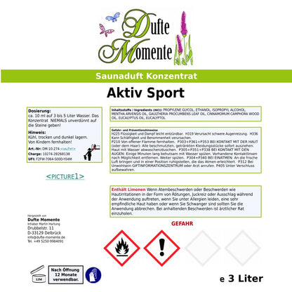 Saunaduft Etikett Aktiv Sport 3 Liter