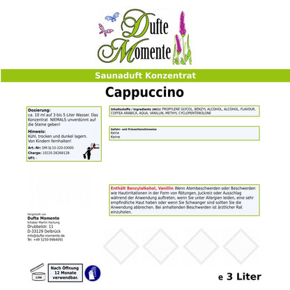 Saunaduft Etikett Cappuccino 3 Liter