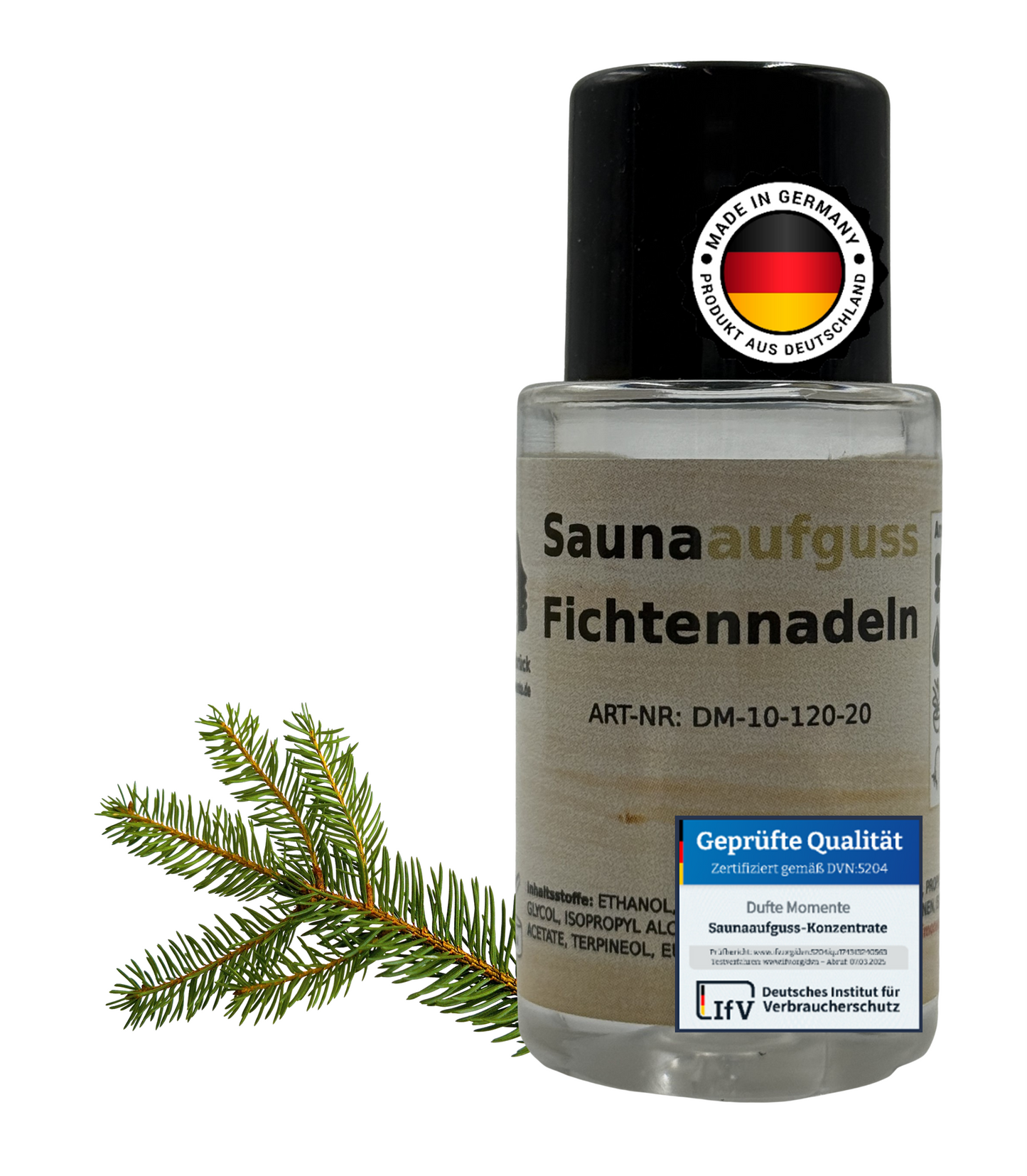 Flasche 20ml Fichtennadeln mit Duftbestandteil und Qualitätssigel