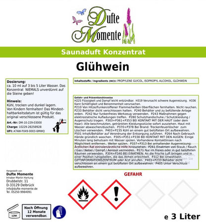 Glühwein Saunaaufguss-Konzentrat | 250 ml – 3 L | Würzig & Wärmend