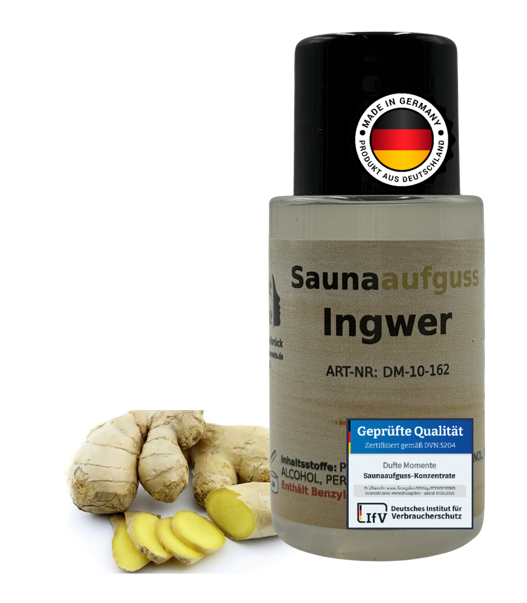 Flasche 20ml Ingwer mit Duftbestandteil und Qualitätssigel
