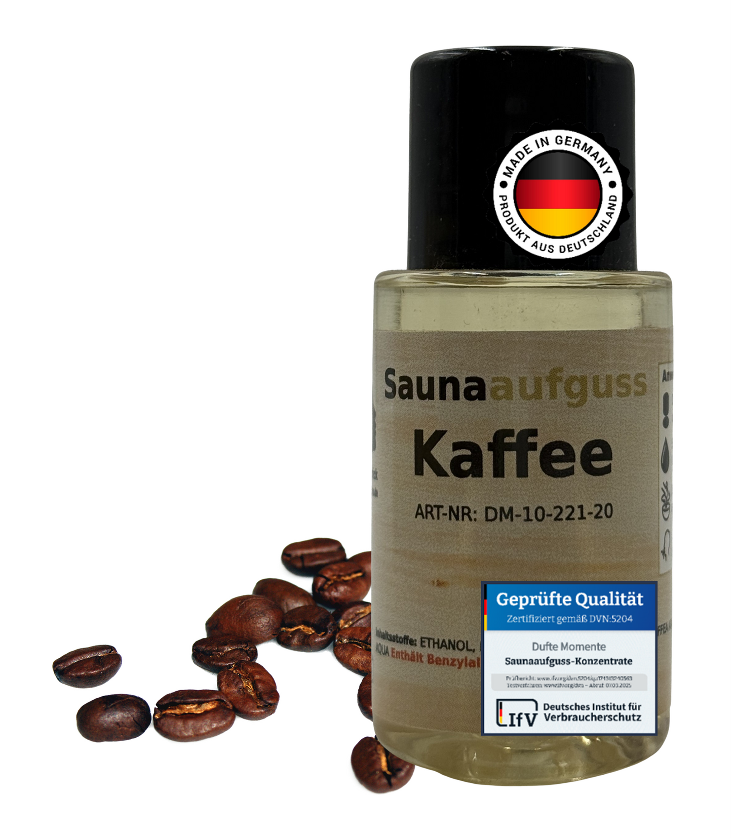 Flasche 20ml Kaffee mit Duftbestandteil und Qualitätssigel