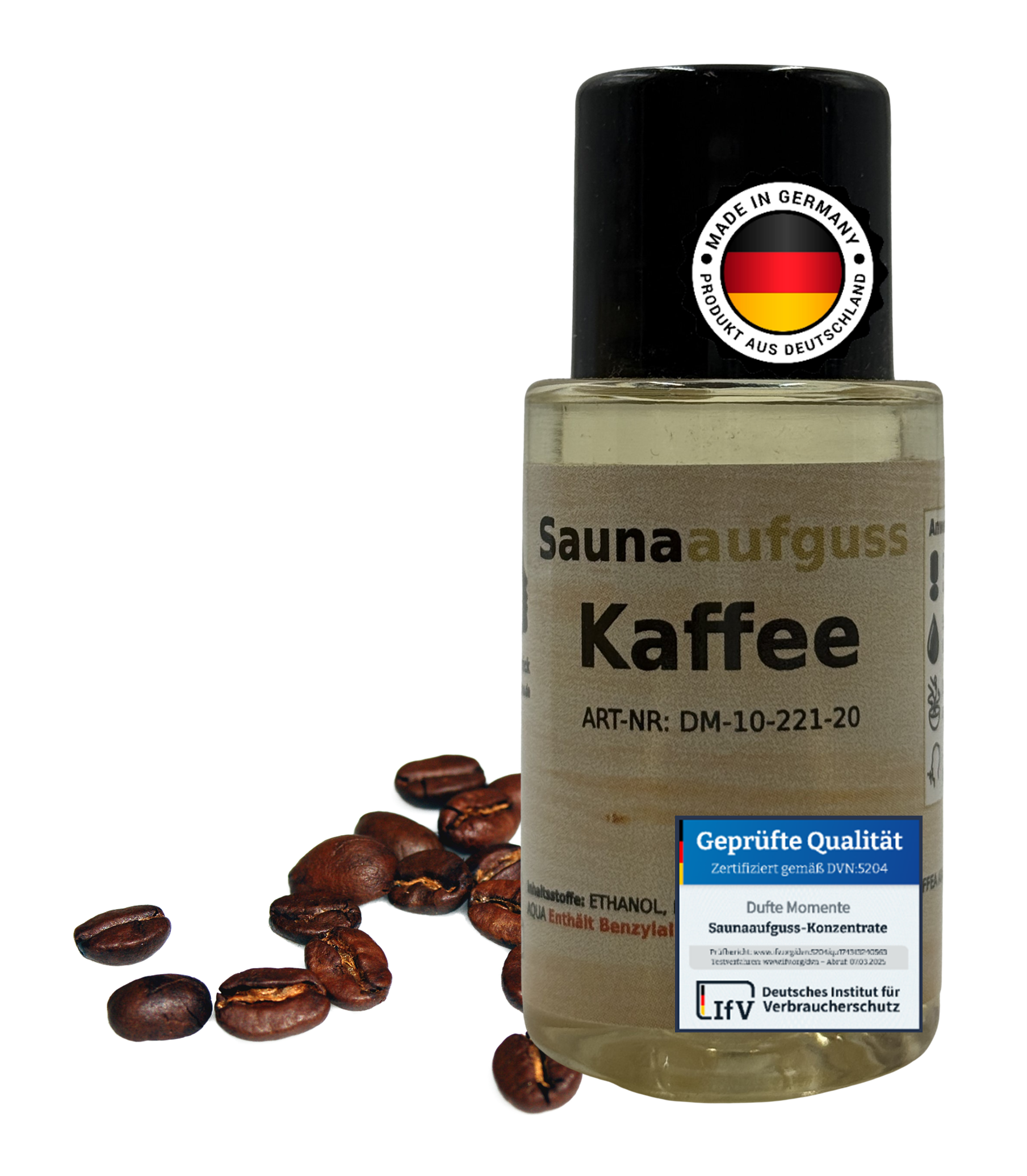 Flasche 20ml Kaffee mit Duftbestandteil und Qualitätssigel