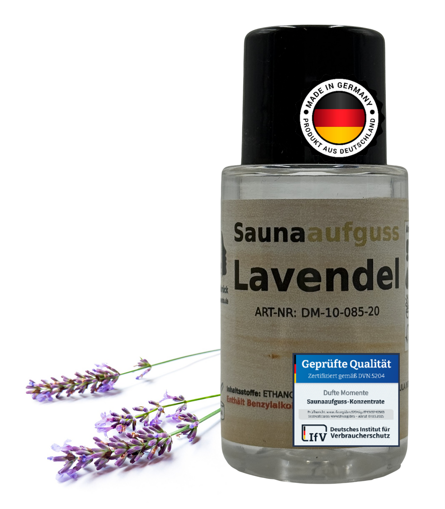 Flasche 20ml Lavendel mit Duftbestandteil und Qualitätssigel