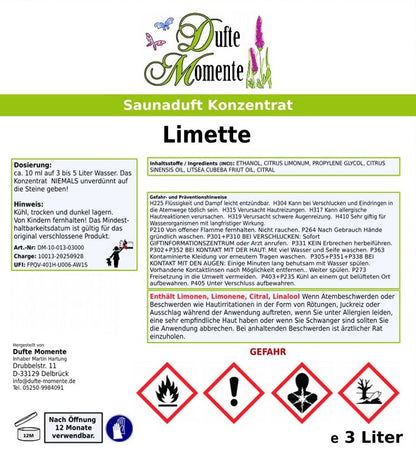 Limette Saunaaufguss-Konzentrat | 250 ml – 3 L | Fruchtig & Spritzig