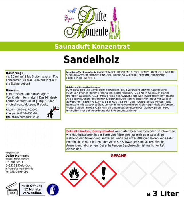 Sandelholz Saunaaufguss-Konzentrat | 250 ml – 3 L | Profi-Qualität