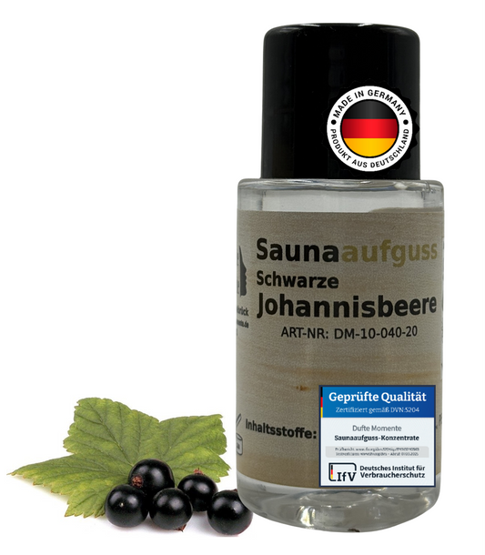 Flasche 20ml Schwarze Johannisbeere mit Duftbestandteil und Qualitätssigel